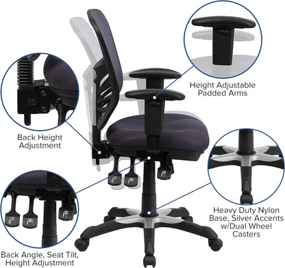 Nicholas Mid-Back Swivel Office and Gaming Chair, Ergonomic Mesh