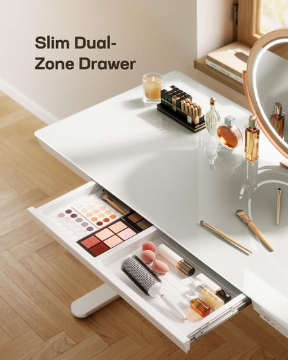 Glass Standing Desk with Drawer, 48 X 24 Inch Electric Standing Desk,