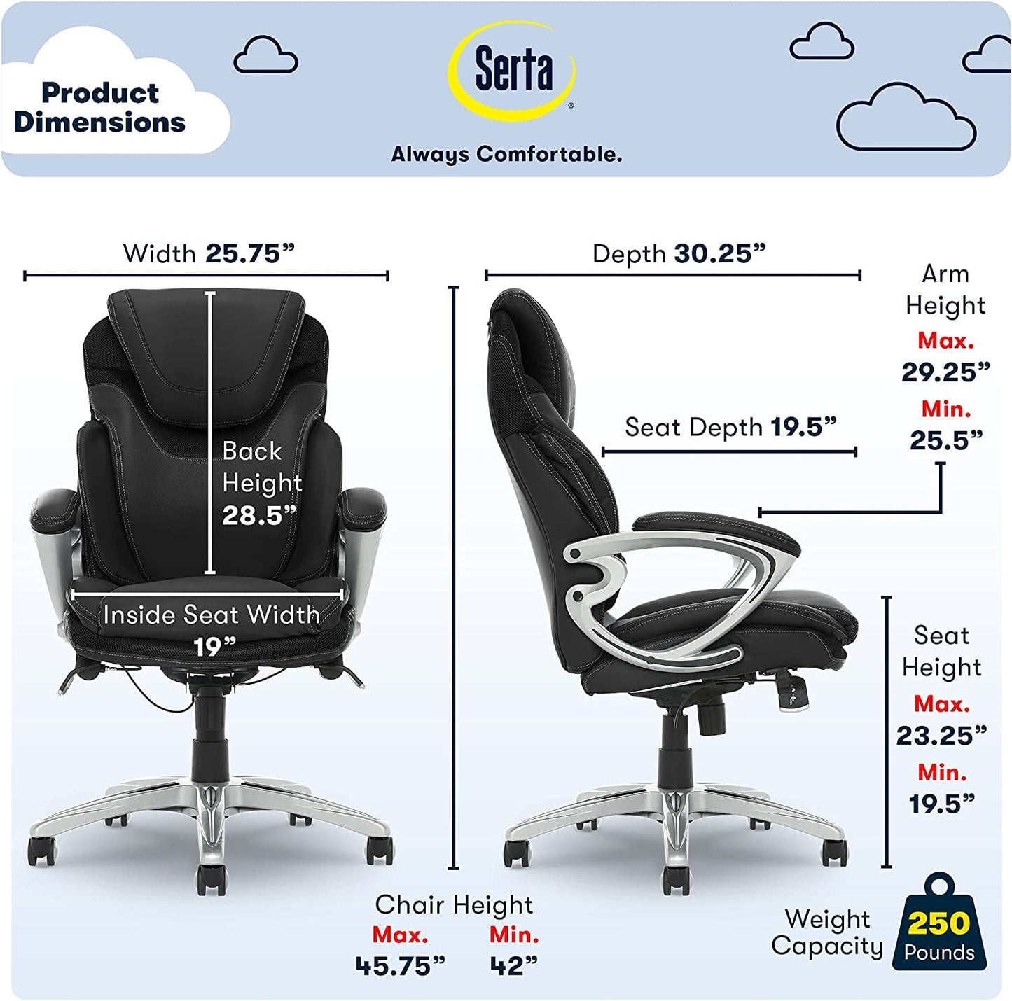 Serta Ergonomic Executive Chair for Health and Wellness