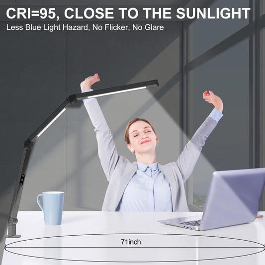 LED Desk Lamp with Clamp, Architect Desk Lamp with Dual Light and