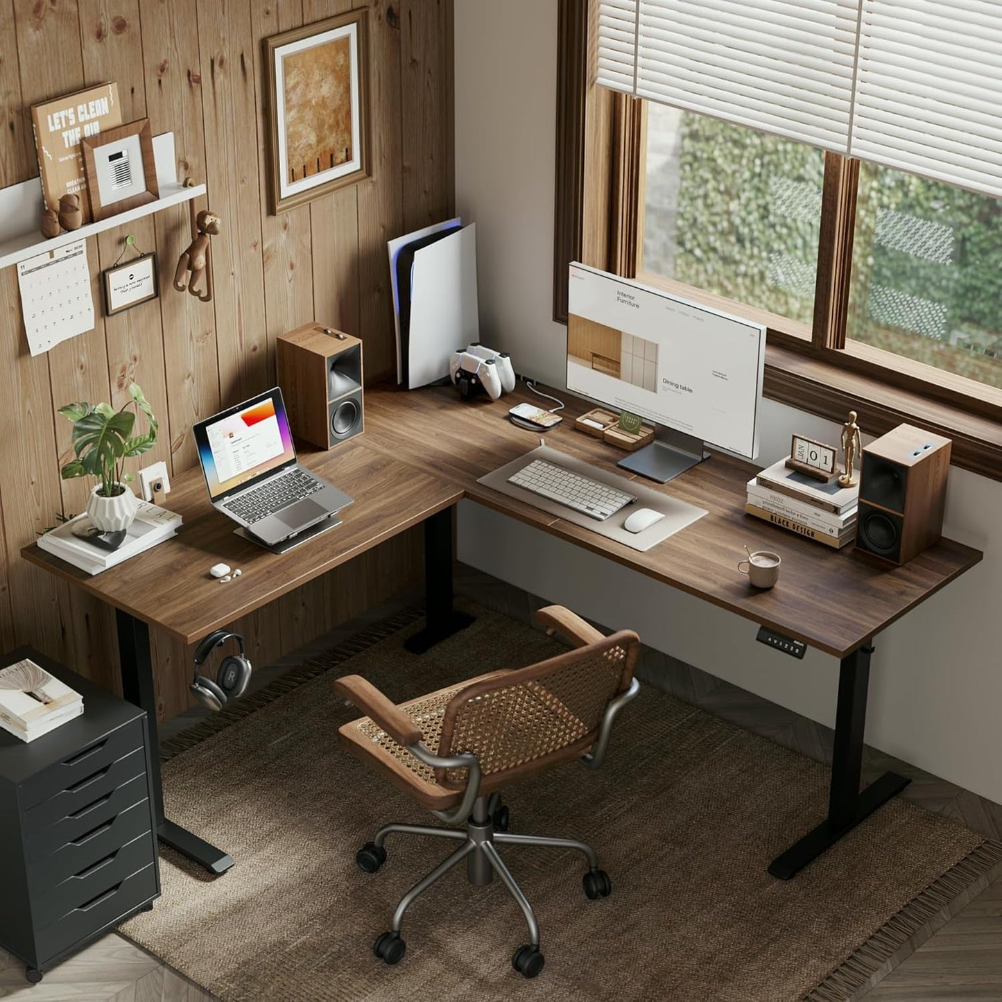 L Shaped Standing Desk Adjustable Height, Electric Corner Standing