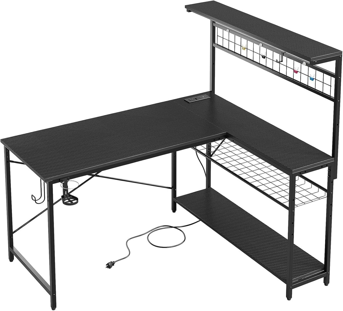 51" L-Shaped Gaming Desk with LED & Power