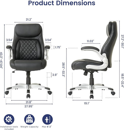 Ergonomic Office Chair Premium Microfiber Leather Adjustable Lumbar