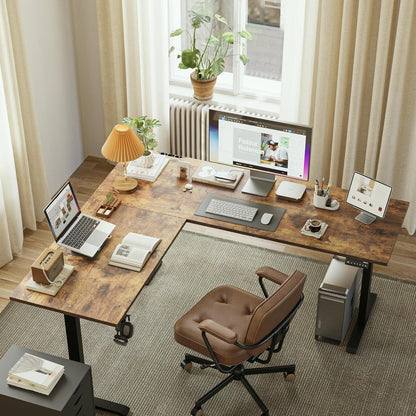 L Shaped Standing Desk Adjustable Height, Electric Corner Standing