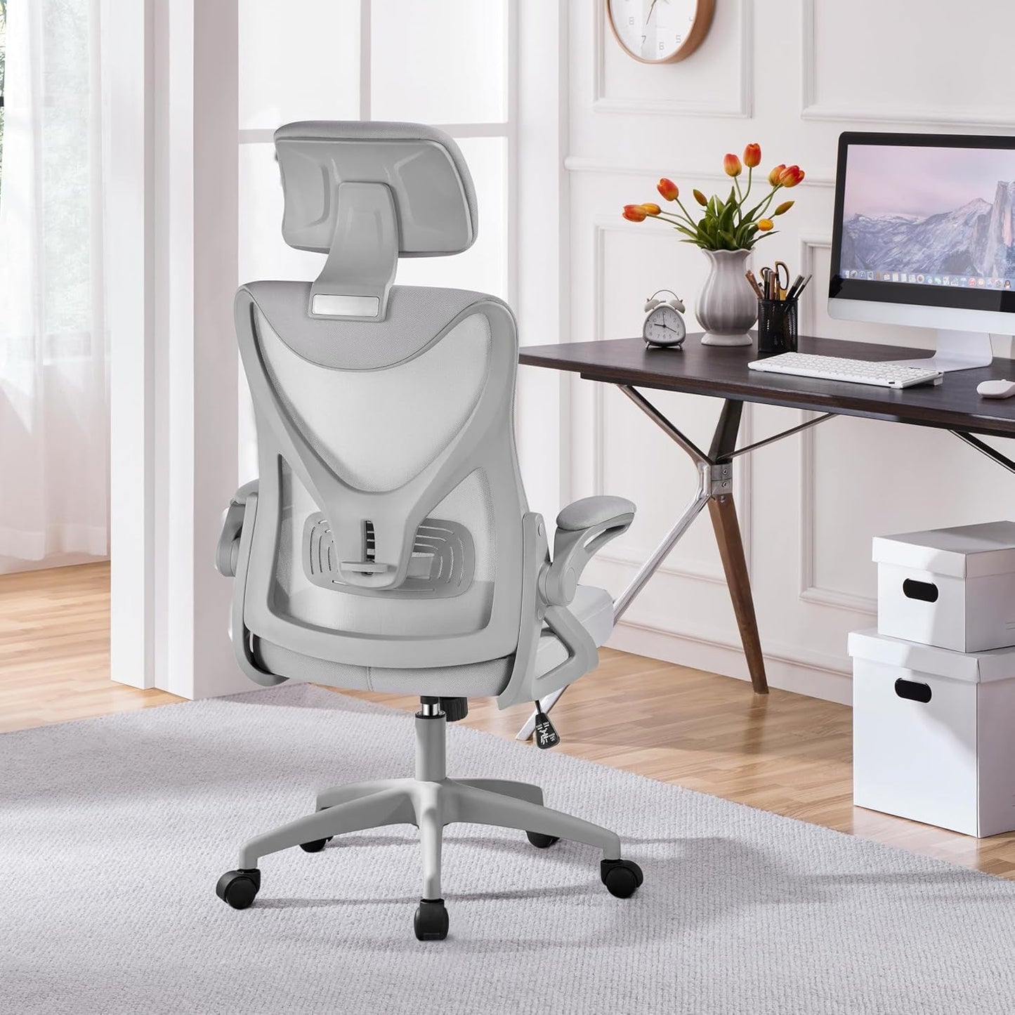 Ergonomic Mesh Office Chair, High Back Desk Chair with with Flip-Up
