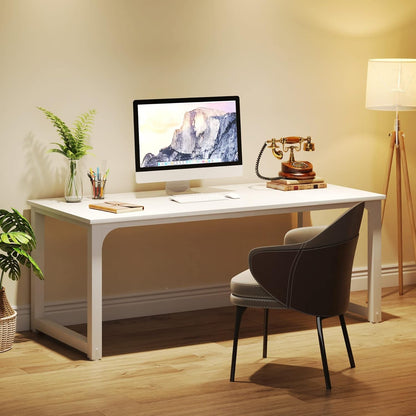 63 Inch Large Executive Computer Office Desk, White