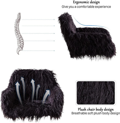 KCC Soft Faux Fur Swivel Chair for Home Office