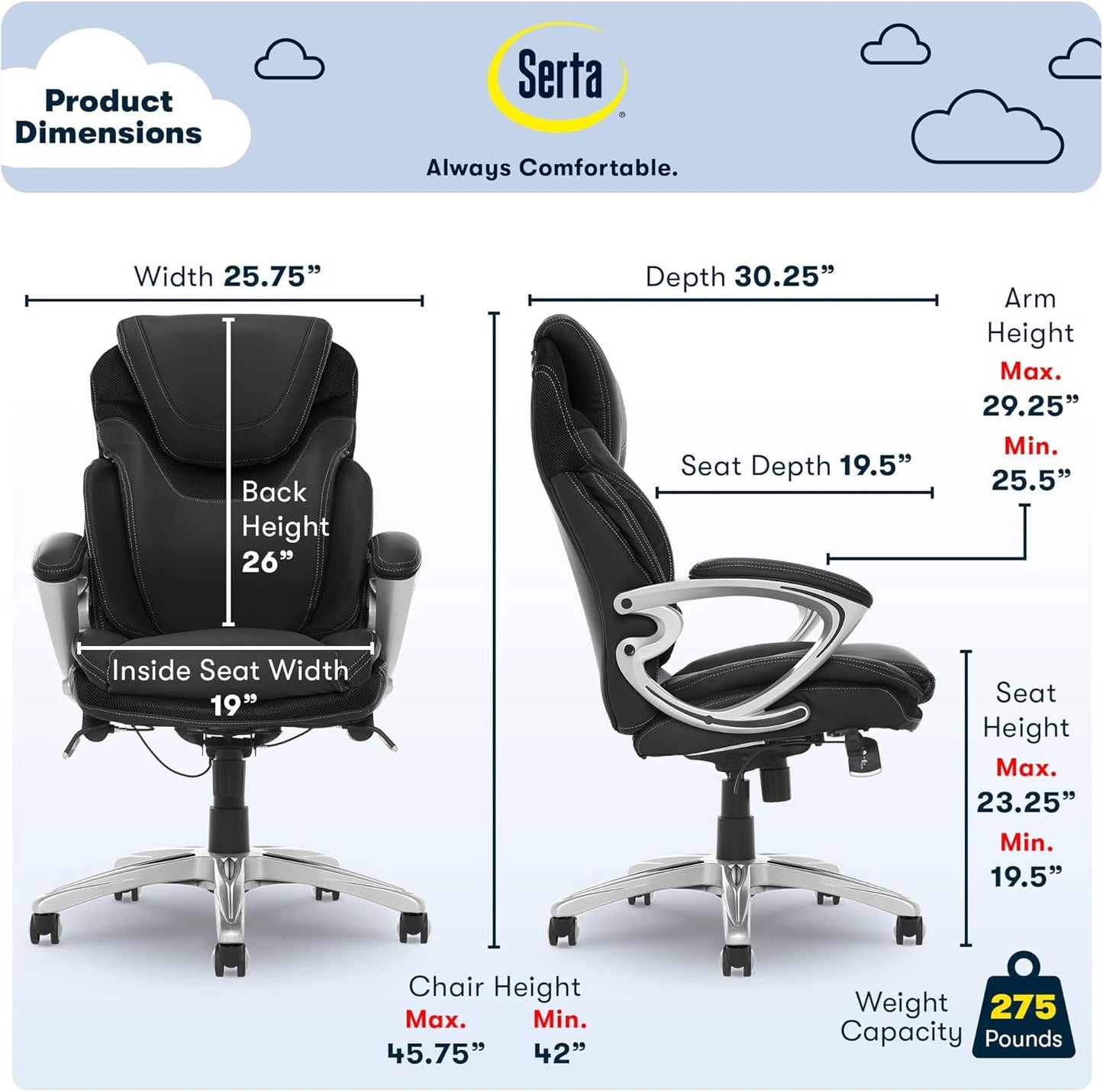 Serta Bryce Executive Office Chair, Ergonomic Computer Deskchair with