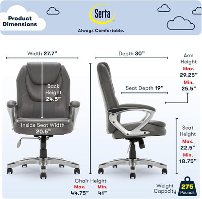 Serta Executive Office Padded Arms, Adjustable Ergonomic Gaming Desk Chair