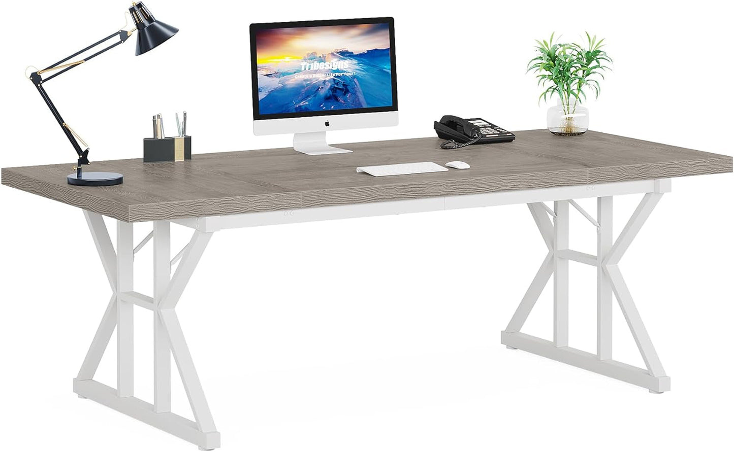70.8-Inch Executive Desk, Large Computer Office Desk Workstation,