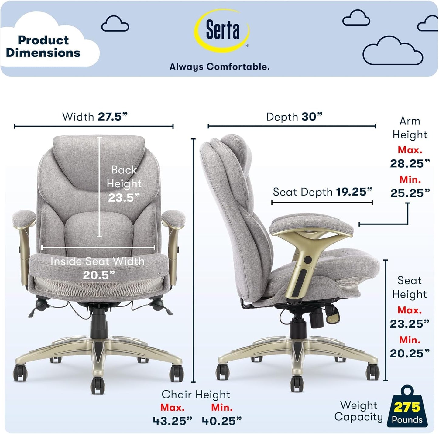 Ergonomic Executive Office Chair Motion Technology Adjustable Mid Back