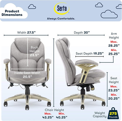Ergonomic Executive Office Chair Motion Technology Adjustable Mid Back