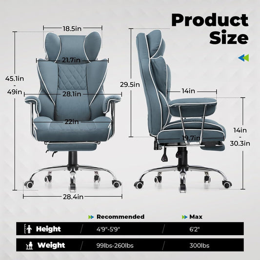 Big and Tall Gaming Chair with Pocket Spring Lumbar Support, Ergonomic