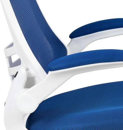 Kelista Office Chair, Ergonomic, Mid-Back, White Frame, Blue Mesh with