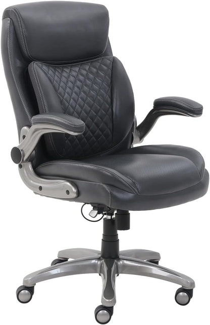 Ergonomic Desk Office Chair, Flip-Up Armrests, Adjustable Height, Grey