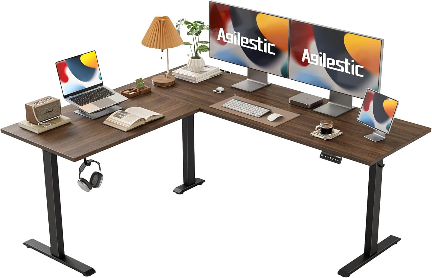 L Shaped Standing Desk Adjustable Height, Electric Corner Standing
