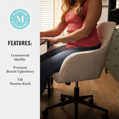 Rayna Swivel Task Chair with Flared Arms for Home Office in White