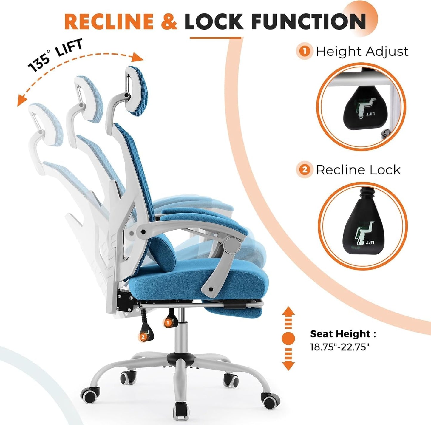 Office Computer Desk Chair, Ergonomic High-Back Mesh Rolling Work