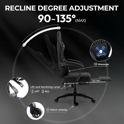 DOWINX Gaming Chair Breathable Fabric Computer Chair with Pocket Spring