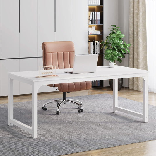 Large White Executive Office Desk 63 Inch
