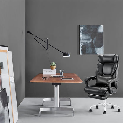Office Chair with Retractable Footrest, Ergonomic High Back Design