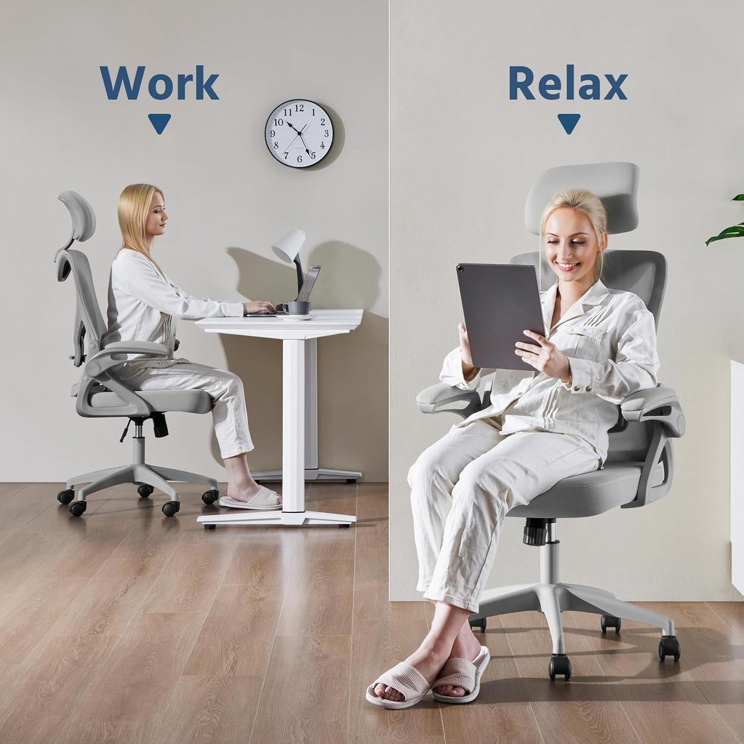 Ergonomic Mesh Office Chair, High Back Desk Chair with with Flip-Up
