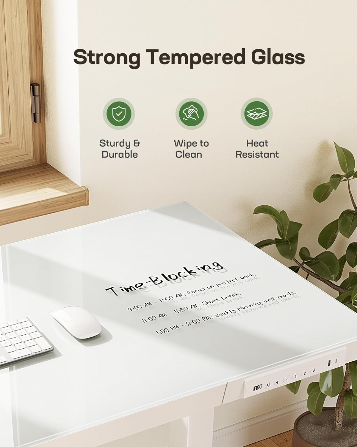 Glass Standing Desk with Drawer, 48 X 24 Inch Electric Standing Desk,