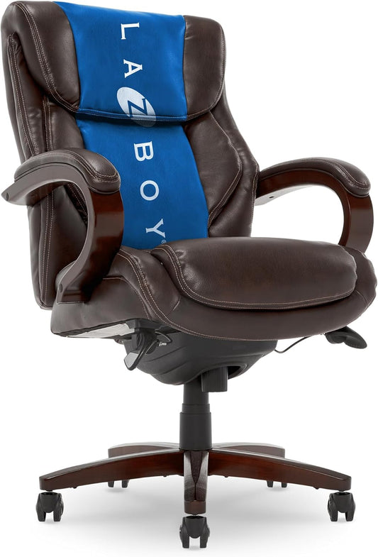 Lazyboy Bellamy Executive Office Chair with Memory Foam Cushions, Solid Wood