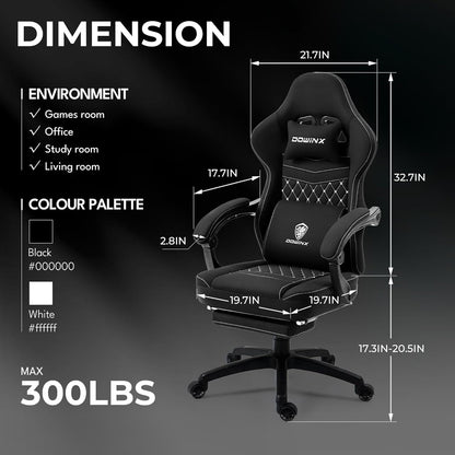 DOWINX Gaming Chair Breathable Fabric Computer Chair with Pocket Spring
