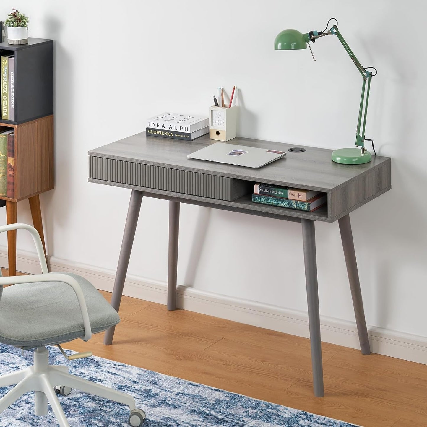 Office Desk Mid Century Modern Desk Writing Desk with Drawer Simple