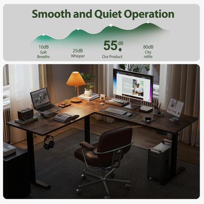 L Shaped Standing Desk Adjustable Height, Electric Corner Standing