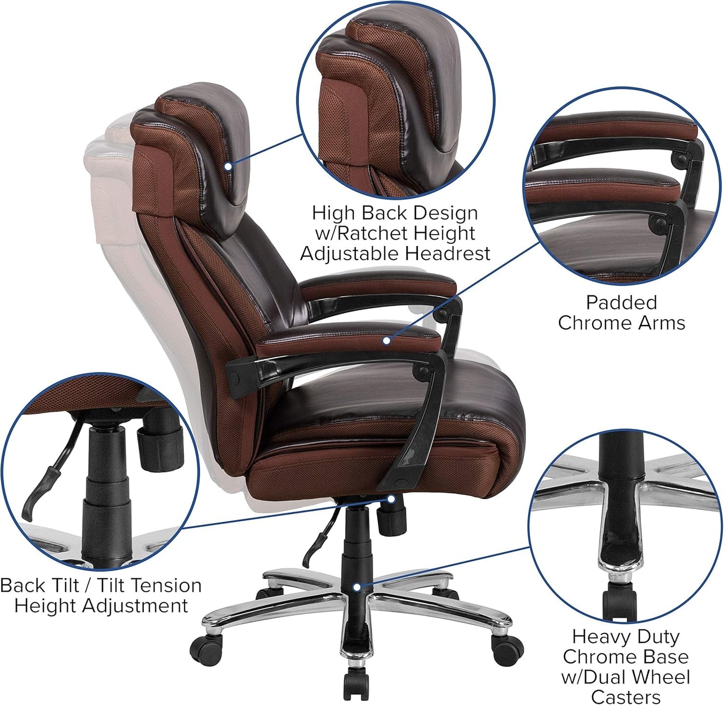 Hercules Series High-Back Swivel Leathersoft Office Chair, Ergonomic