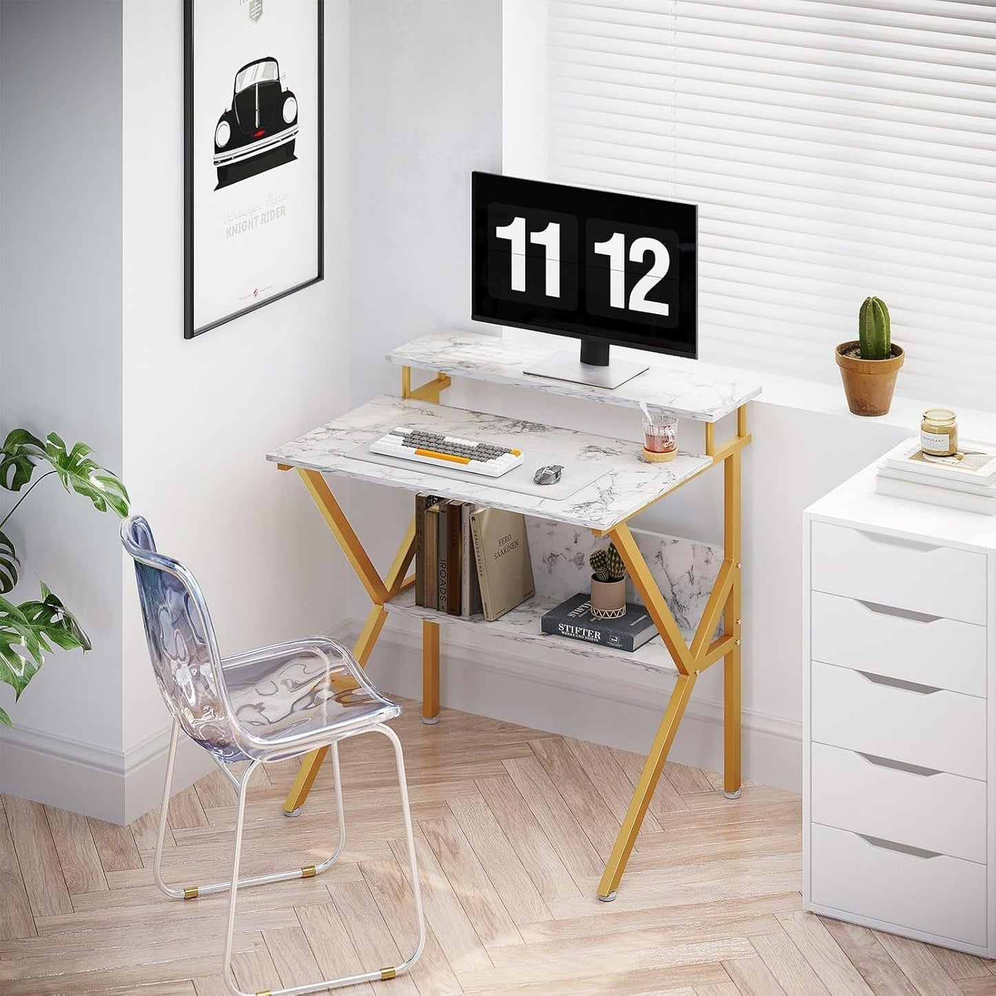 Small Desk, 27.5 Inch Small Computer Desk for Small Spaces, Compact