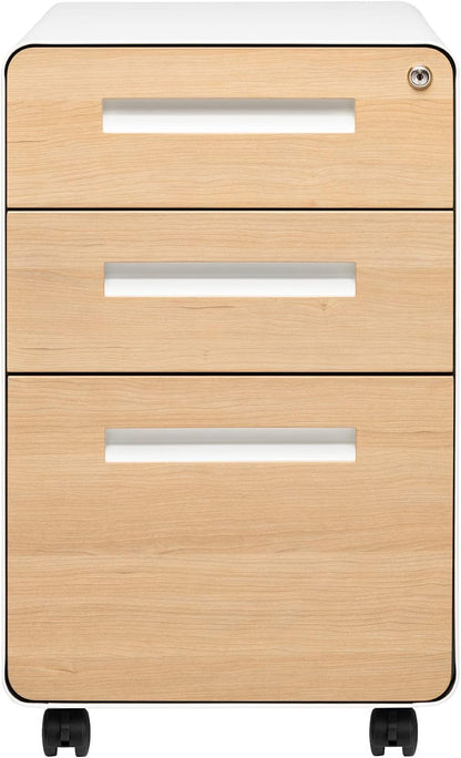 Stockpile 3 Drawer File Cabinet with Lock - under Office Desk Metal
