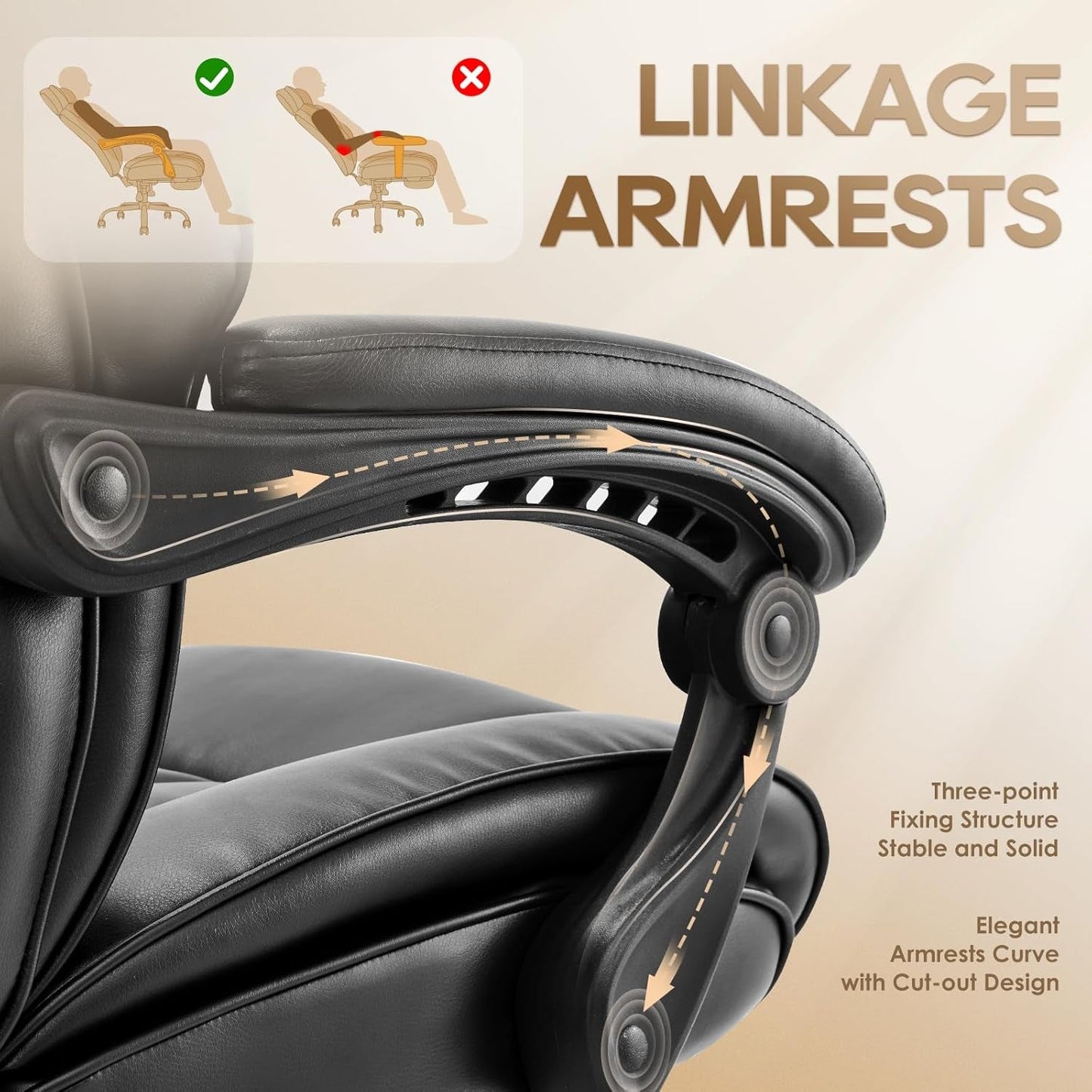 Office Chair with Retractable Footrest, Ergonomic High Back Design