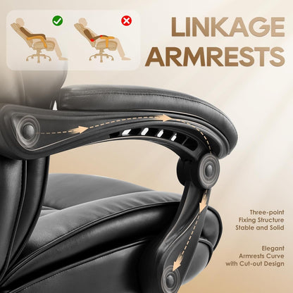 Office Chair with Retractable Footrest, Ergonomic High Back Design