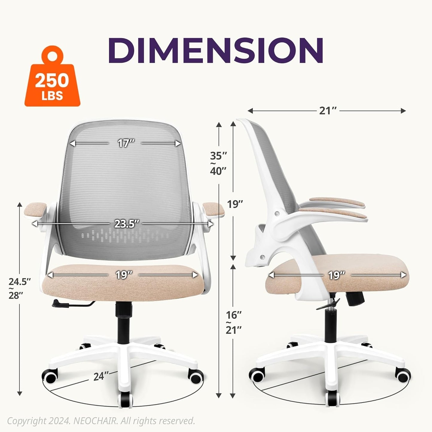 Office Desk Computer Gaming Chair with Ergonomic Lumbar Back Support