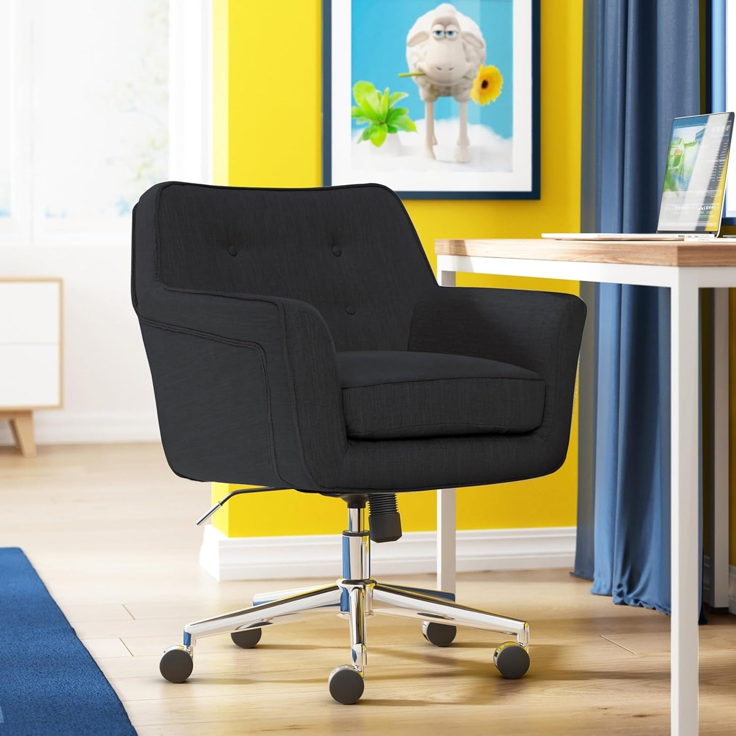 Serta Office Desk Chair with Button Tufted Back, Memory Foam