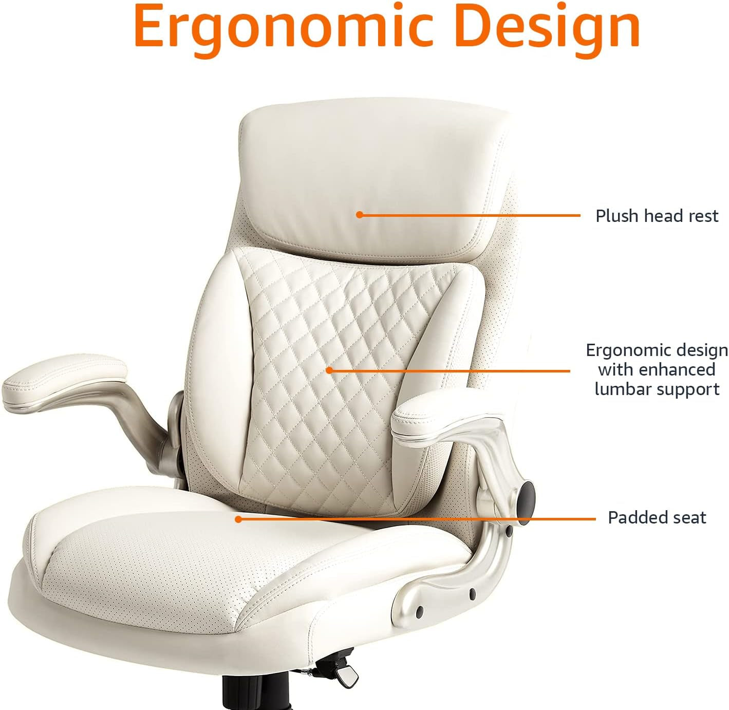 Ergonomic Desk Office Chair, Flip-Up Armrests, Adjustable Height,