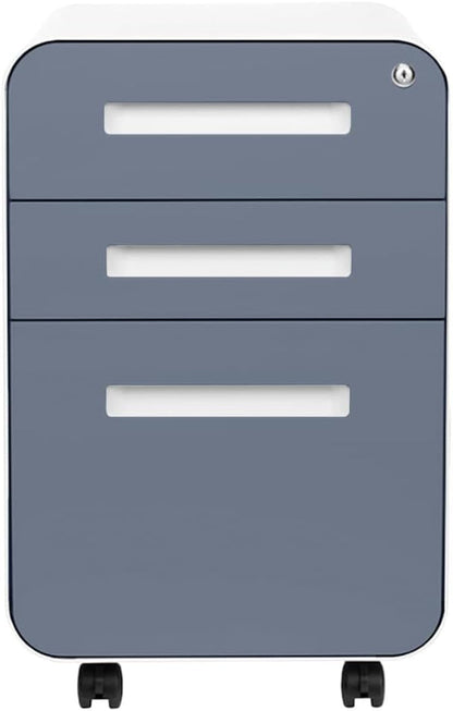 Stockpile 3 Drawer File Cabinet with Lock - under Office Desk Metal