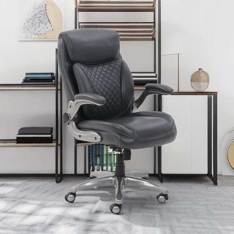 Ergonomic Desk Office Chair, Flip-Up Armrests, Adjustable Height, Grey
