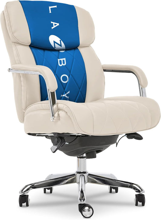 Lazyboy Sutherland Quilted Leather Executive Office Chair with Padded Arms,