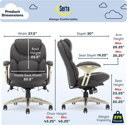 Serta Claremont Ergonomic Executive Office Chair with Back in Motion