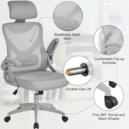 Ergonomic Mesh Office Chair, High Back Desk Chair with with Flip-Up