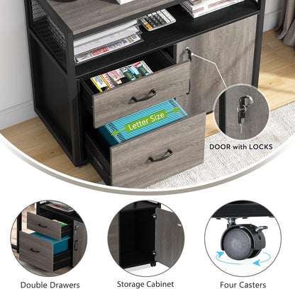 Gray L-Shaped Desk, 55", Storage
