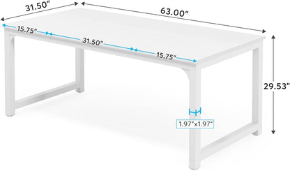 Large White Executive Office Desk 63 Inch