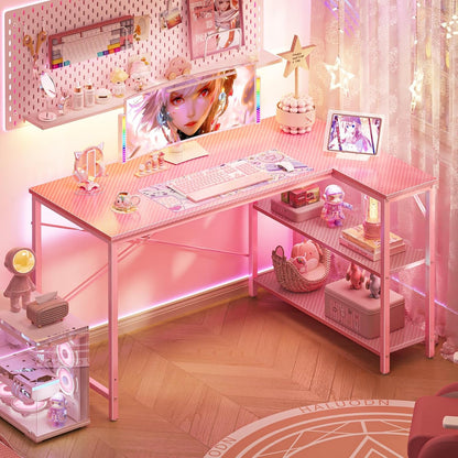 L Shaped Desk, 47 Inches Computer Desk with Reversible Storage