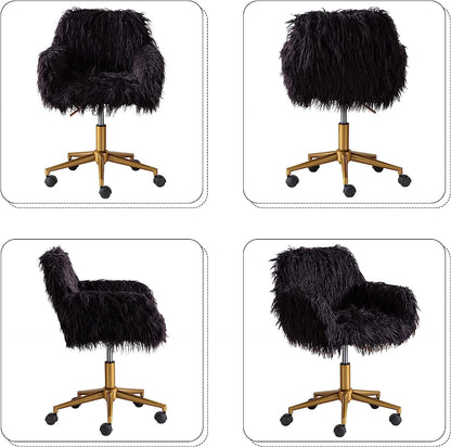 KCC Soft Faux Fur Swivel Chair for Home Office