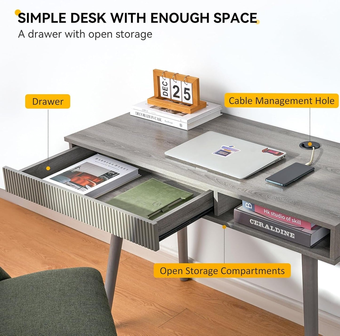 Office Desk Mid Century Modern Desk Writing Desk with Drawer Simple