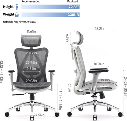 M57 Ergonomic Office Chair with 3 Way Armrests Lumbar Support and
